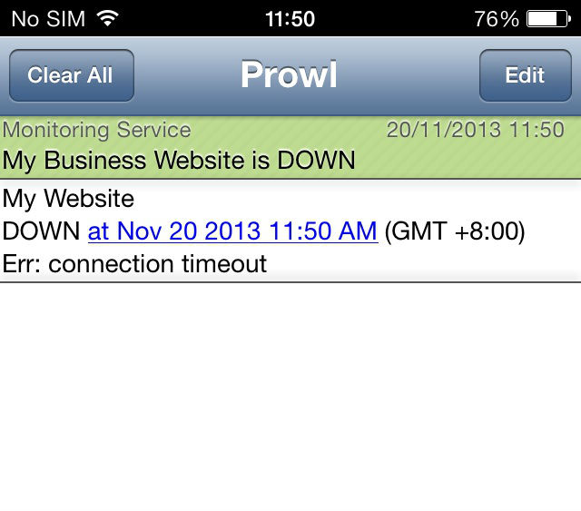 Prowl notificatie